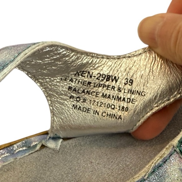 Alegria Kendra Leather T Strap Sandals Blue Pattern Size 8-8.5 - Picture 5 of 8